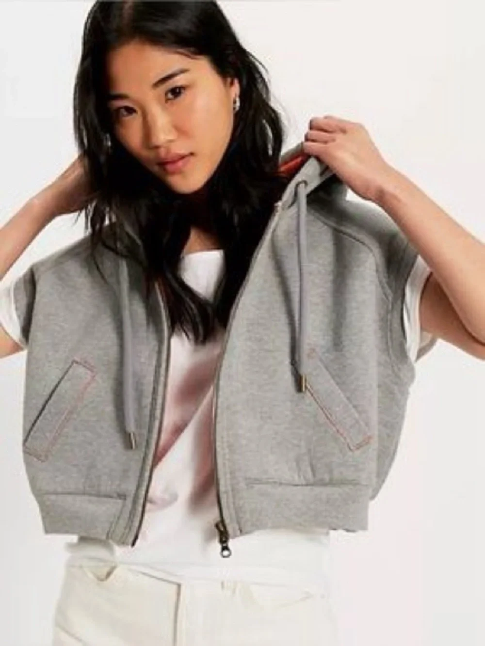We The Free Grey Hoodie Jacket with Bright Orange Lining